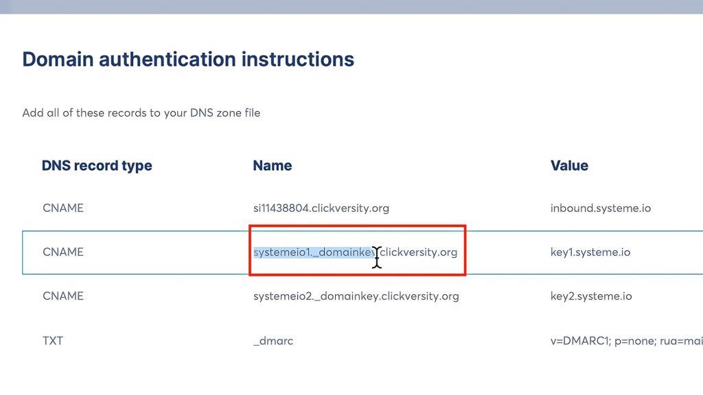 For Host, copy only the part before your domain