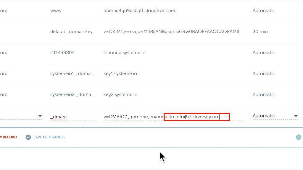 Make sure you put the correct email address when adding the TXT record!