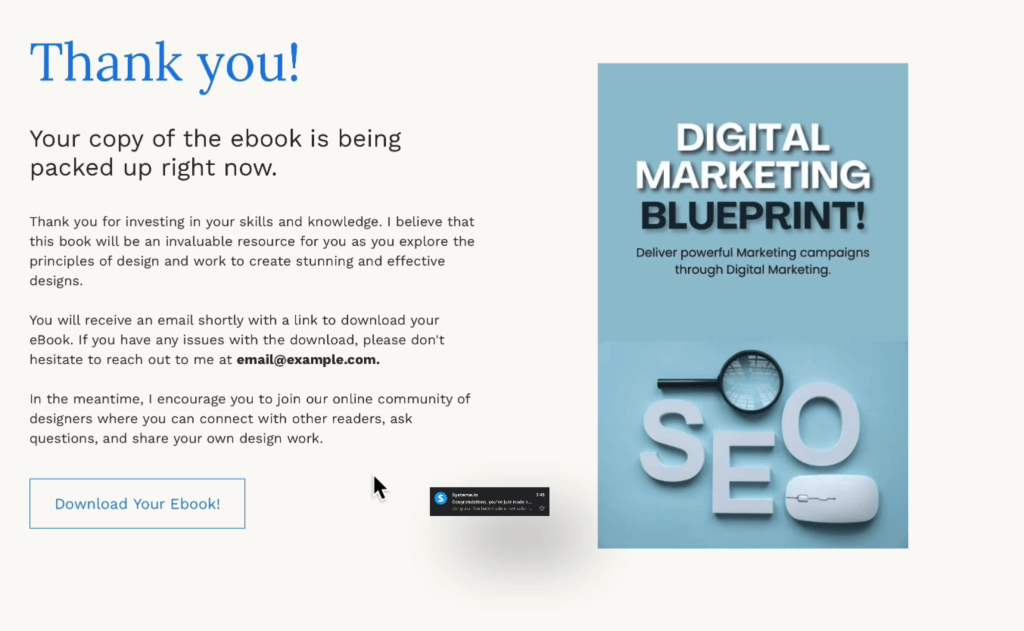 Set Up a Thank You Page and Product Delivery